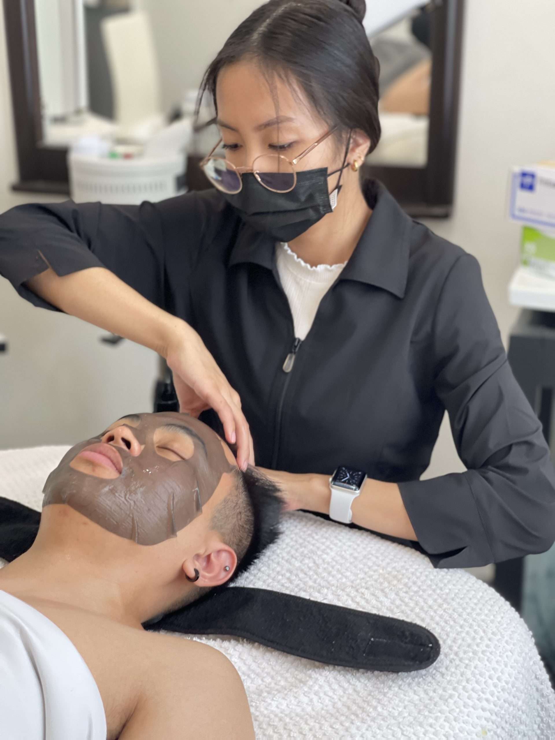 Male client getting a facial