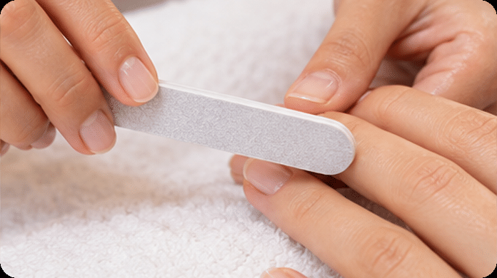 Prep & shape during a nail service